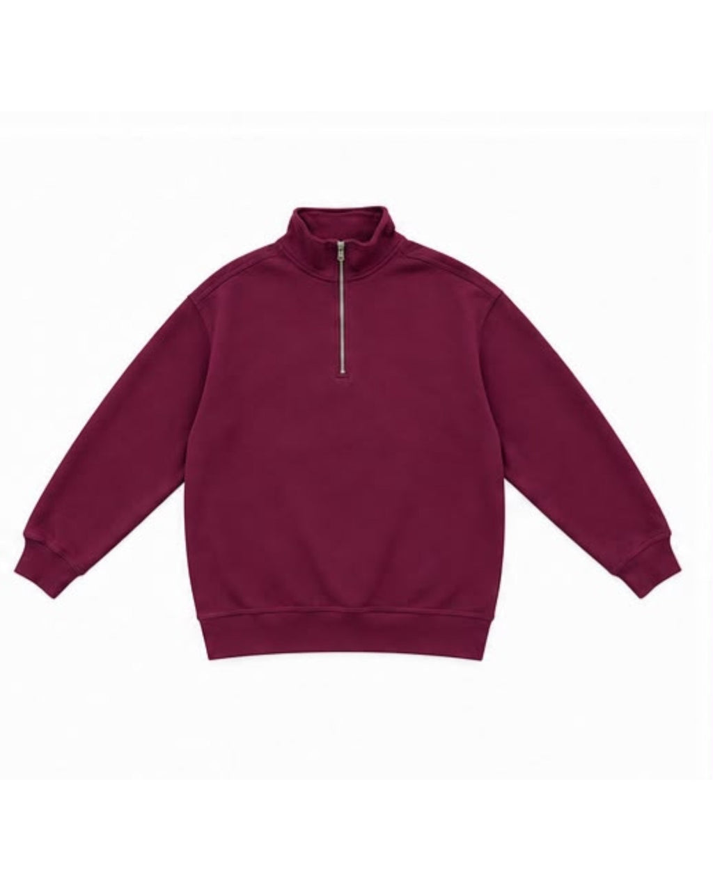 Plum Quarter-Zip Pullover – front view