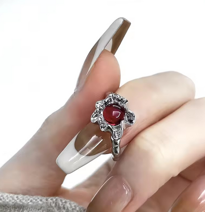 Red crystal aesthetic ring