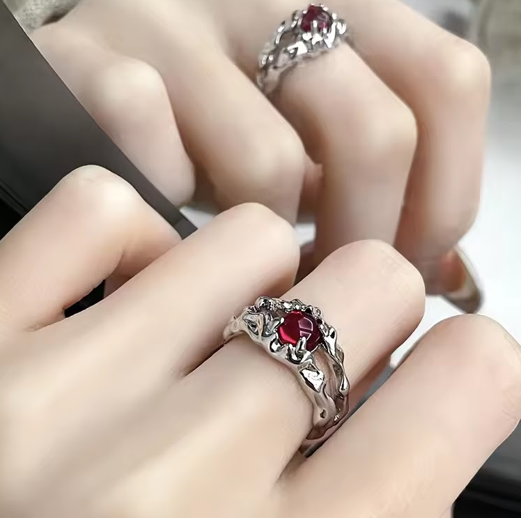 Red crystal aesthetic ring