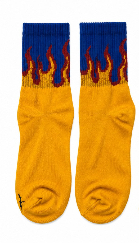 Blue Blaze Flame Socks flat