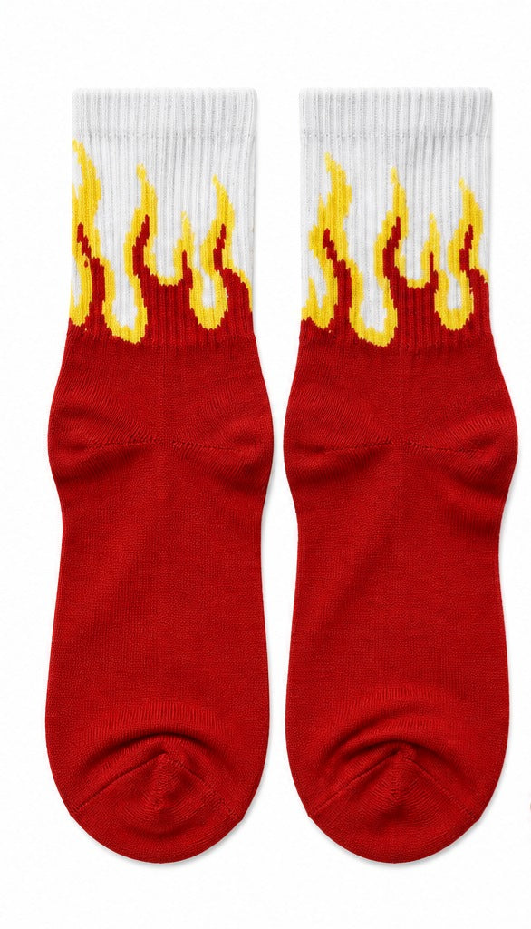 Red Heat Flame Socks flat
