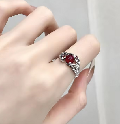 Red crystal aesthetic ring