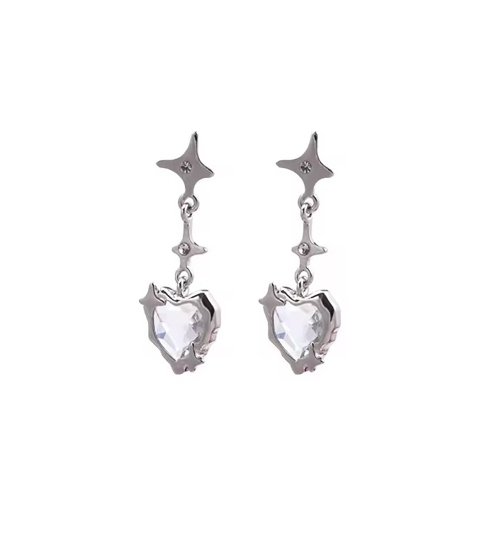 White heart and star Earing