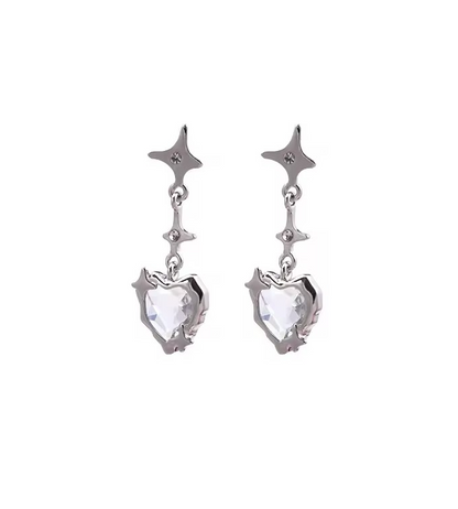 White heart and star Earing